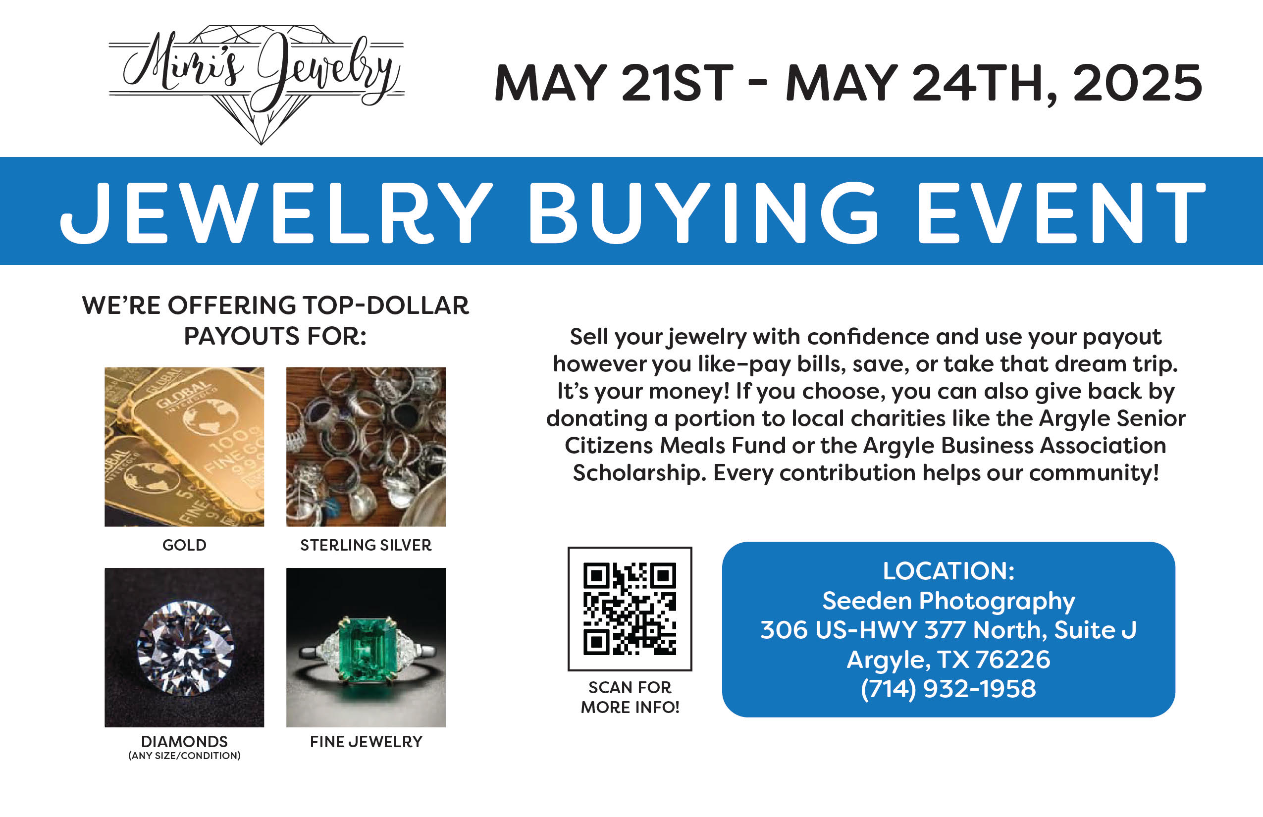 May 21st-24th: Turn Your Forgotten Jewelry into Cash at Argyle Texas’ Premier Buying Event