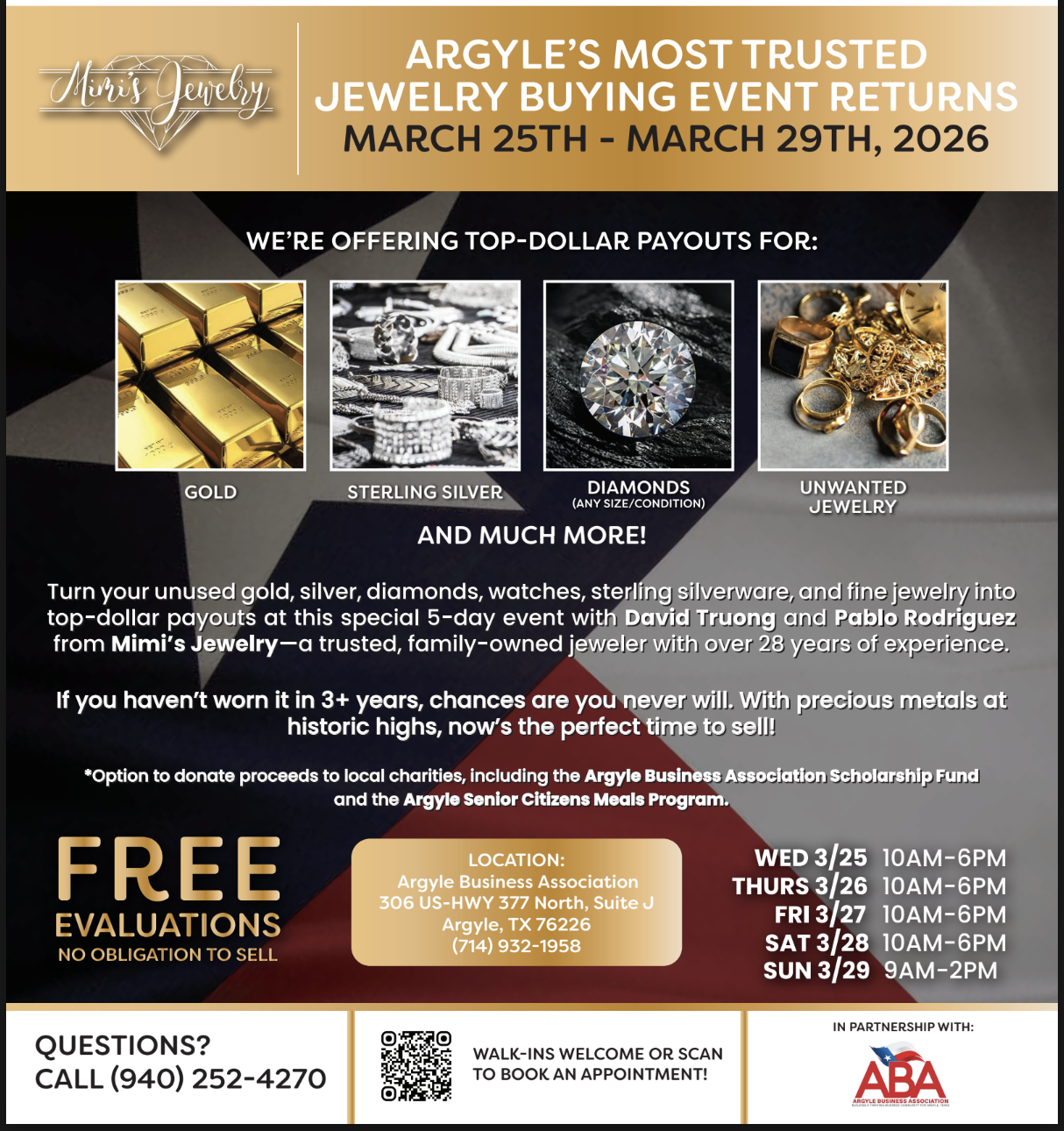 Argyle’s Most Trusted Jewelry Buying Event Returns: Sell Gold, Diamonds & Unwanted Jewelry March 25–29, 2026